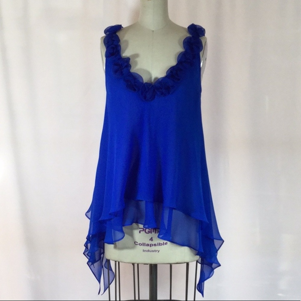 Silk chiffon float tank top/ flower detail